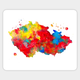 Czech Republic Map Watercolor Painting Sticker